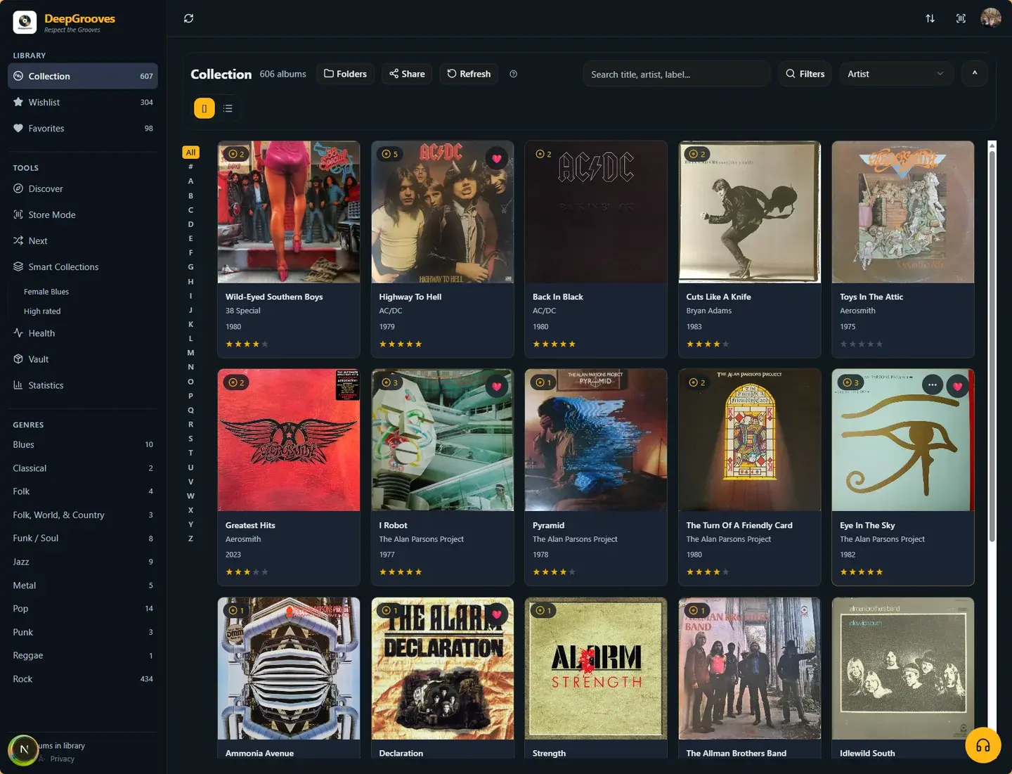 DeepGrooves collection grid